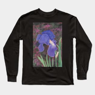 Purple Iris in Colored Pencil Long Sleeve T-Shirt